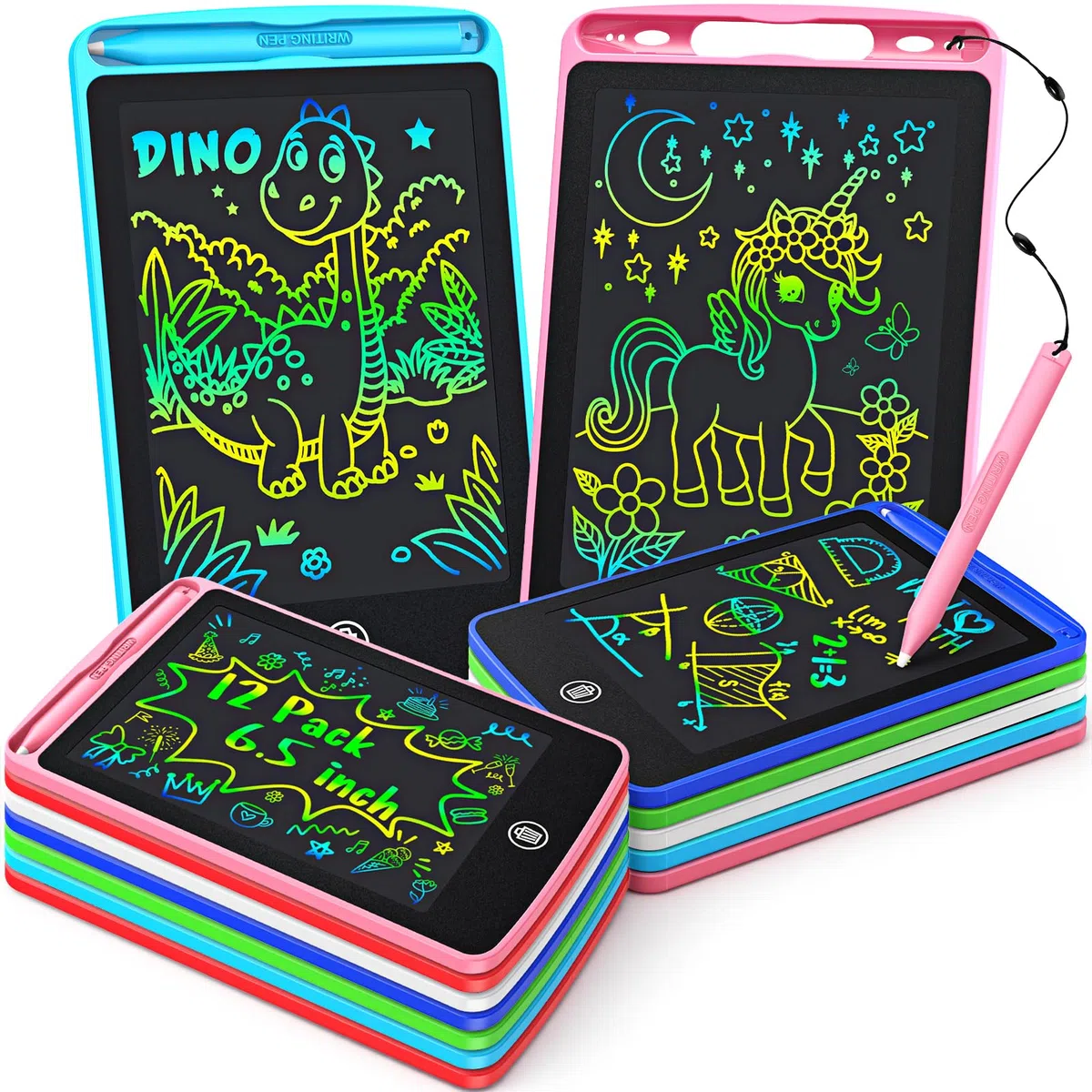 12 Stück 6.5 Zoll Lcd Schreibtafel Kinder, Mitgebsel Kindergeburtstag 4 5 6 7 8 9 10 Jahre Maltafel Zaubertafel Give Aways Kindergeburtstag Gastgeschenke Kleine Geschenke für Jungen Mädchen 3-12 Jahre