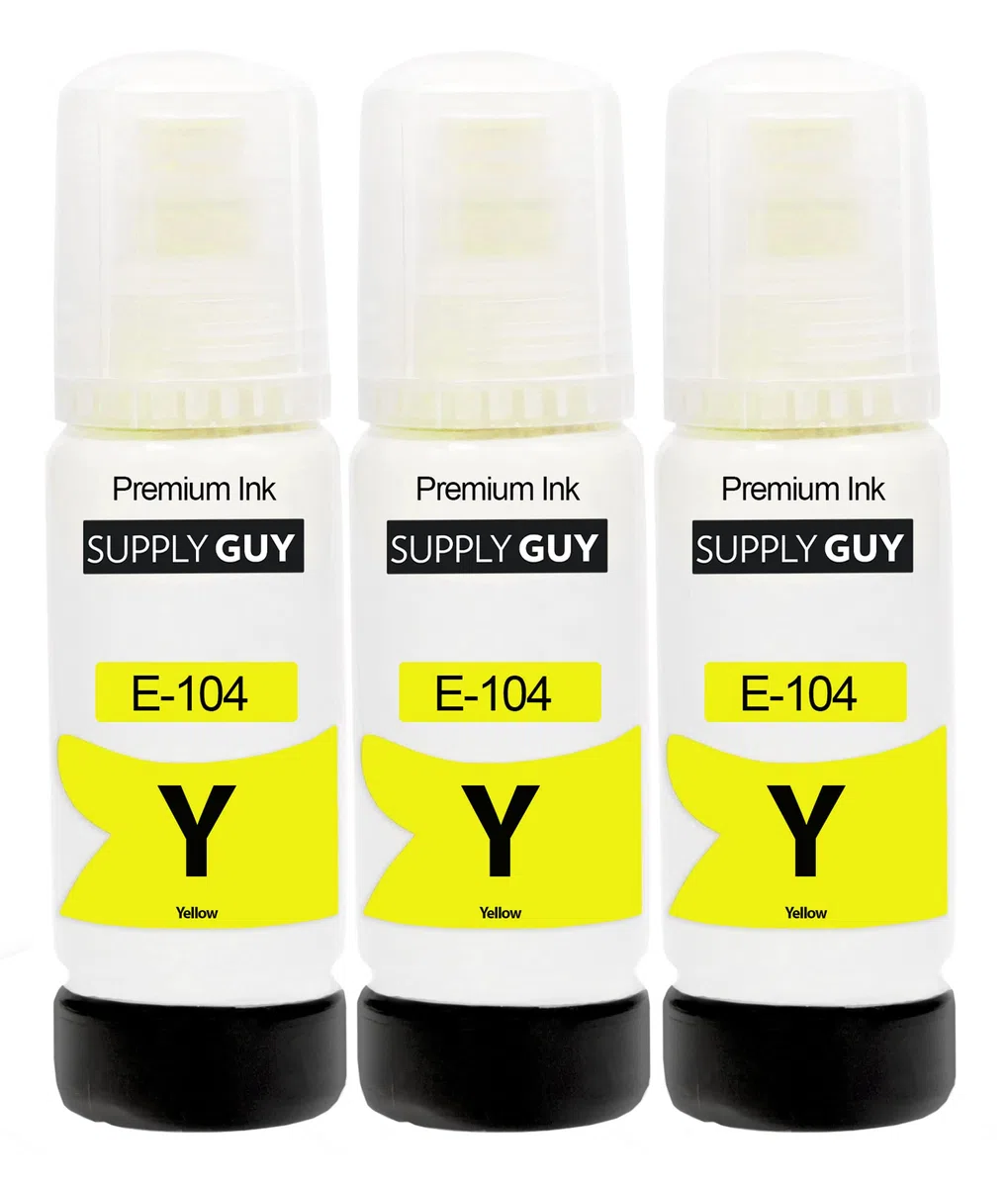 Supply Guy Tinte Gelb kompatibel mit Epson 104 für EcoTank ET-4800 ET-2871 ET-2870 ET-2862 ET-2861 ET-2811 (3x70ml Tintenflaschen)