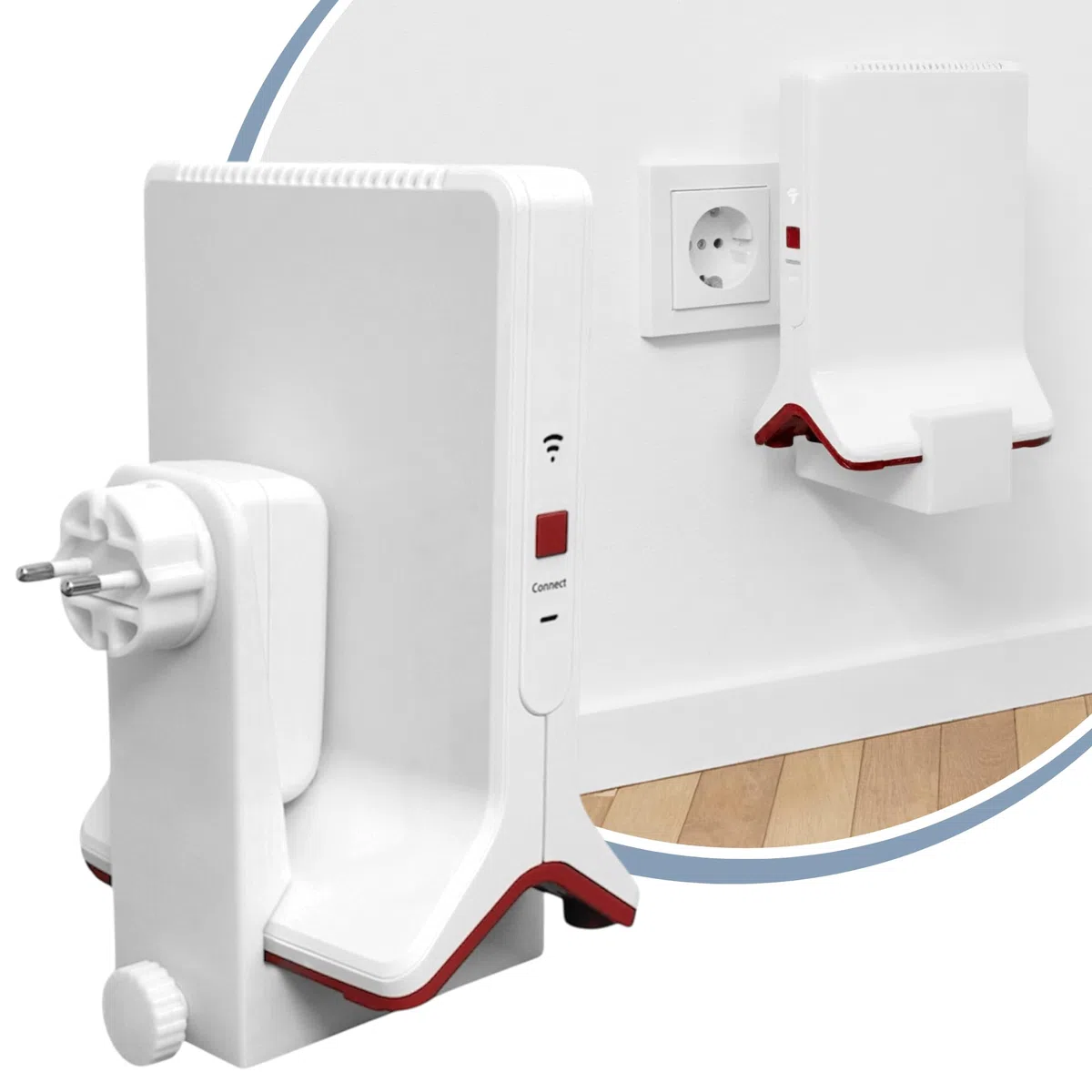 Steckdosenhalterung für Fritz Repeater 6000, 3000 & 3000 AX - Wandhalterung für AVM Repeater mit Kabelmanagement & anpassbarem Sitz - WLAN Mesh Verstärker Halterung - ohne Bohren