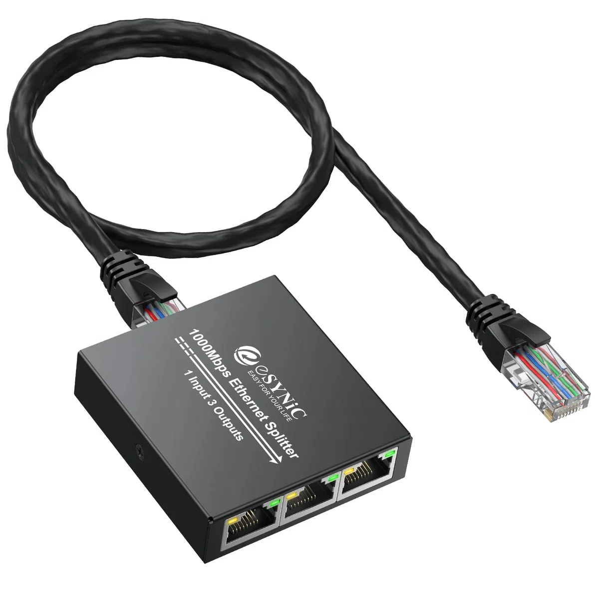 Hochgeschwindigkeits-1-zu-3-Gigabit-Ethernet-Splitter mit USB-Stromkabel - Gleichzeitig 3 Geräte für effizientes Networking über Cat5/5e/6/7/8-Kabel verbinden.