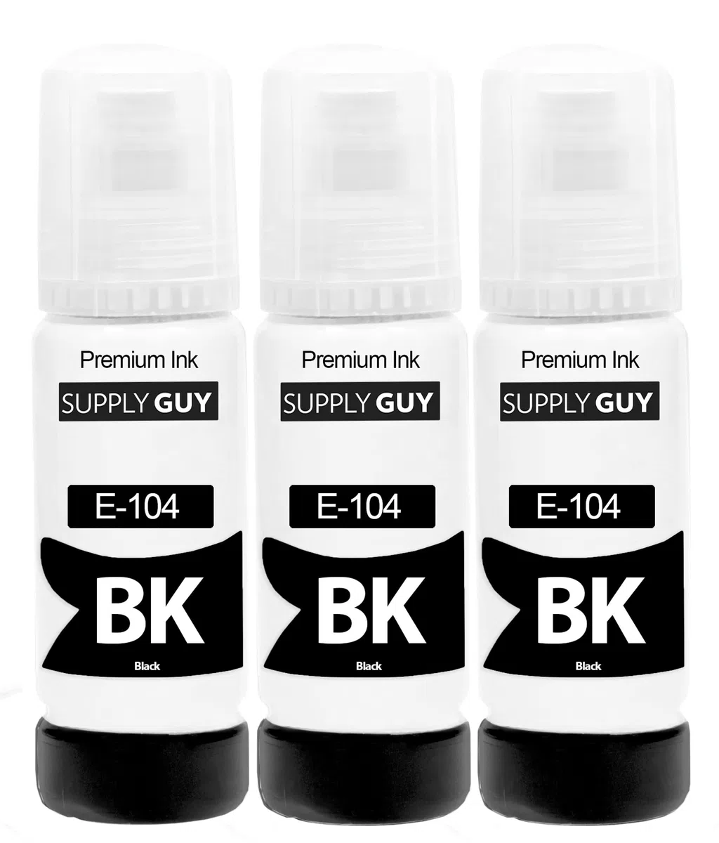 Supply Guy Tinte Schwarz kompatibel mit Epson 104 für EcoTank ET-4800 ET-2871 ET-2870 ET-2862 ET-2861 ET-2811 (3x70ml Tintenflaschen)