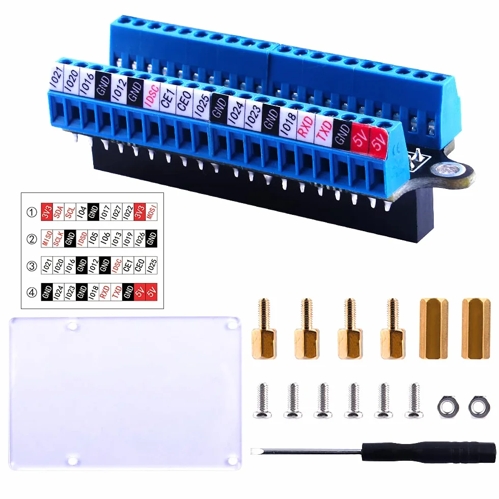 GeeekPi Micro GPIO Terminal Block Breakout Board Modul, Raspberry Pi GPIO Expansion Board Micro Connector für Raspberry Pi 4B/3B+/3B/2B