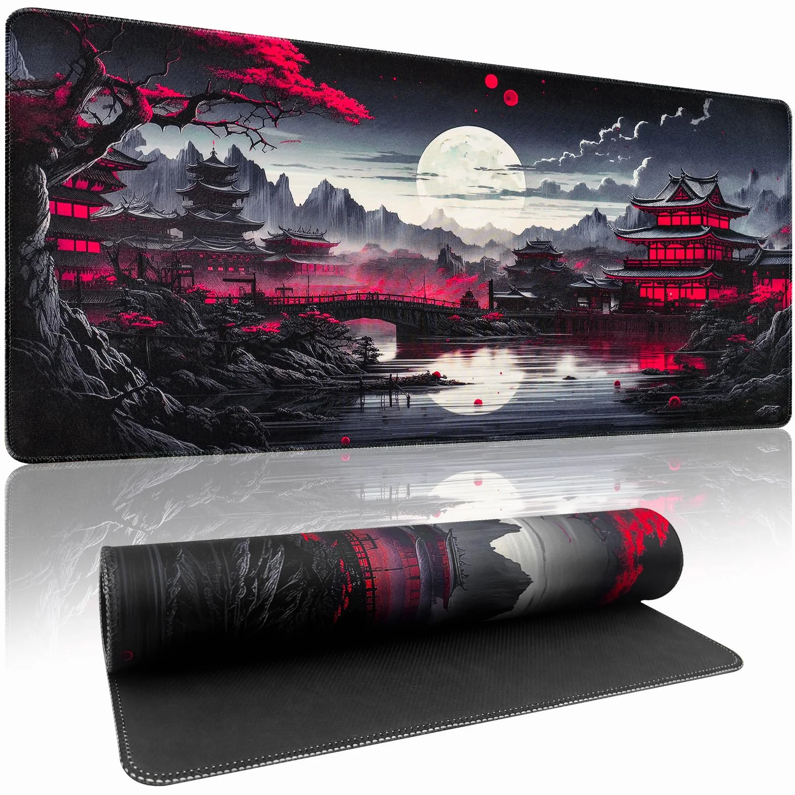 Zindoo XXL Gaming Mauspad 900 x 400 mm – Schwarzes Anime Mousepad mit Rutschfester Gummibasis – Große Speed-Oberfläche für Präzises Gaming & Arbeiten
