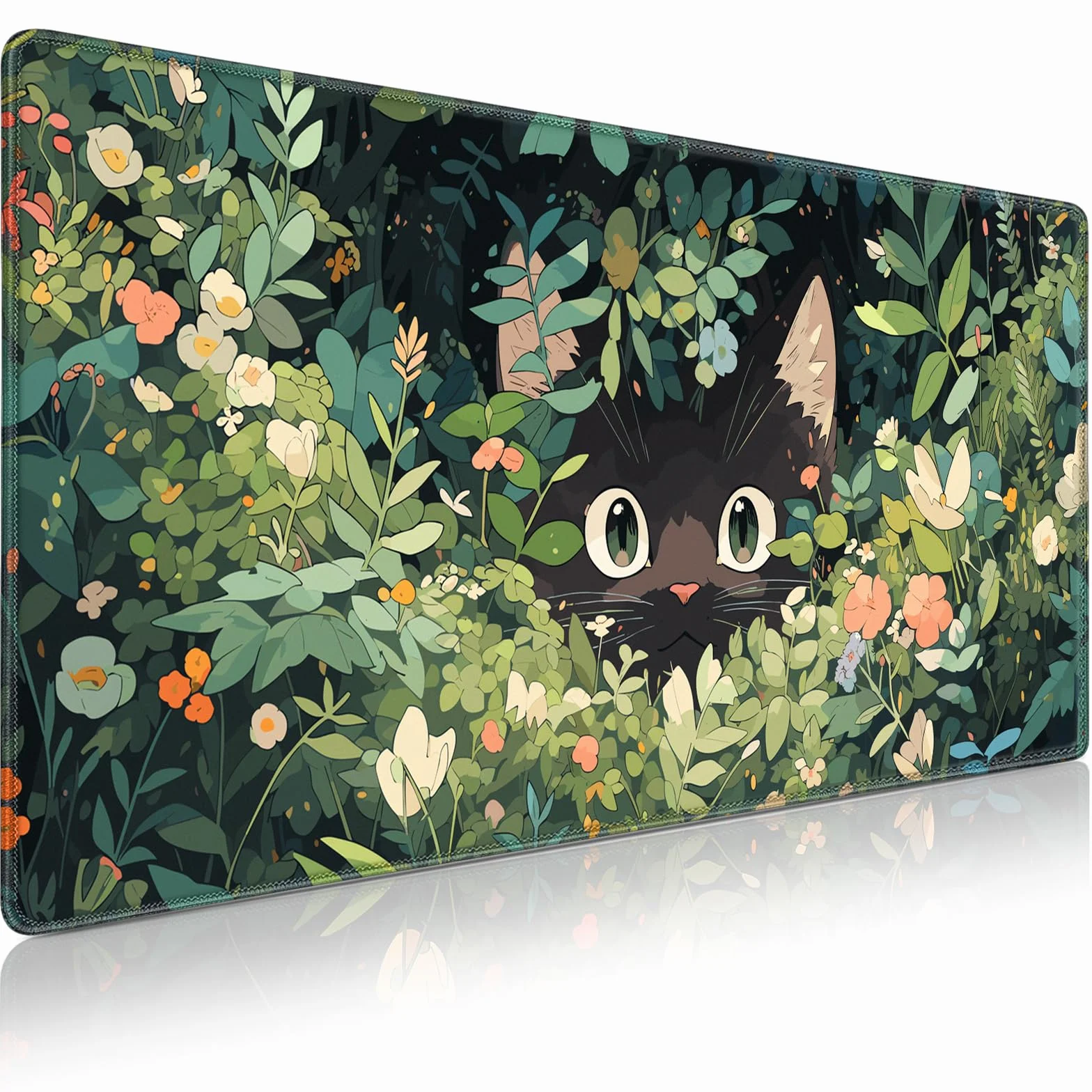 Schreibtischunterlage Gaming Mauspad, Mousepad XXL 900x400mm Mouse Pad mit Wasserdicht und Anti-Rutsch Basis für Büro&Zuhause Verbessert Geschwindigkeit(Katze)
