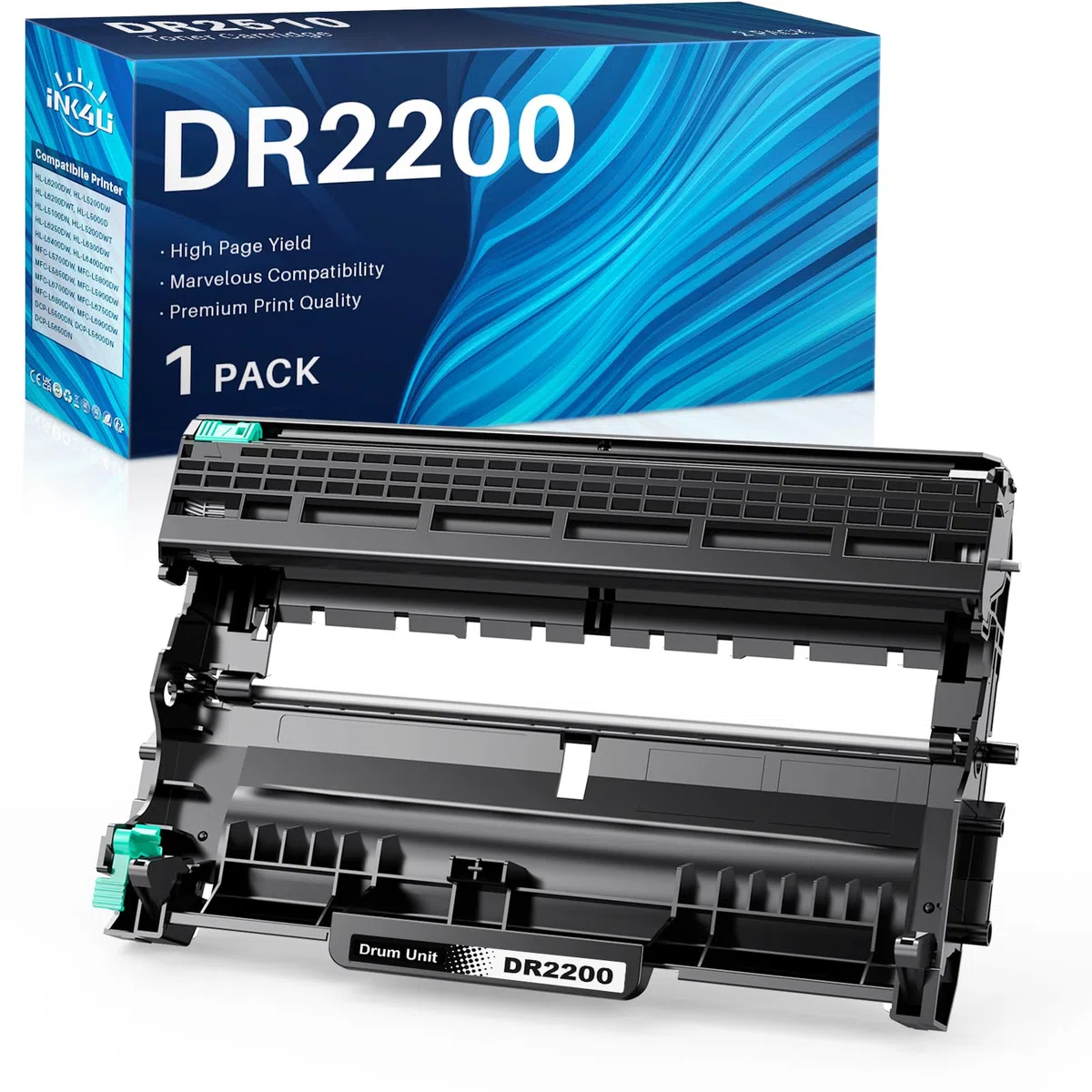 INK4U DR2200 Trommel kompatibel für Brother DR 2200 Trommel kompatibel mit Brother HL2130, HL2135W, HL2240, HL2240D, HL2250DN, HL2270DW, FAX2840, FAX2845, FAX2940 (nur DR2200-Trommel)